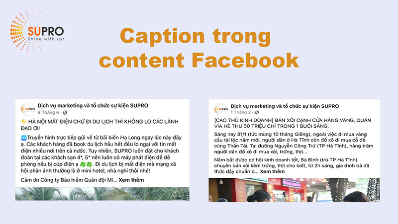 Caption trong content Facebook không nên quá 300 chữ