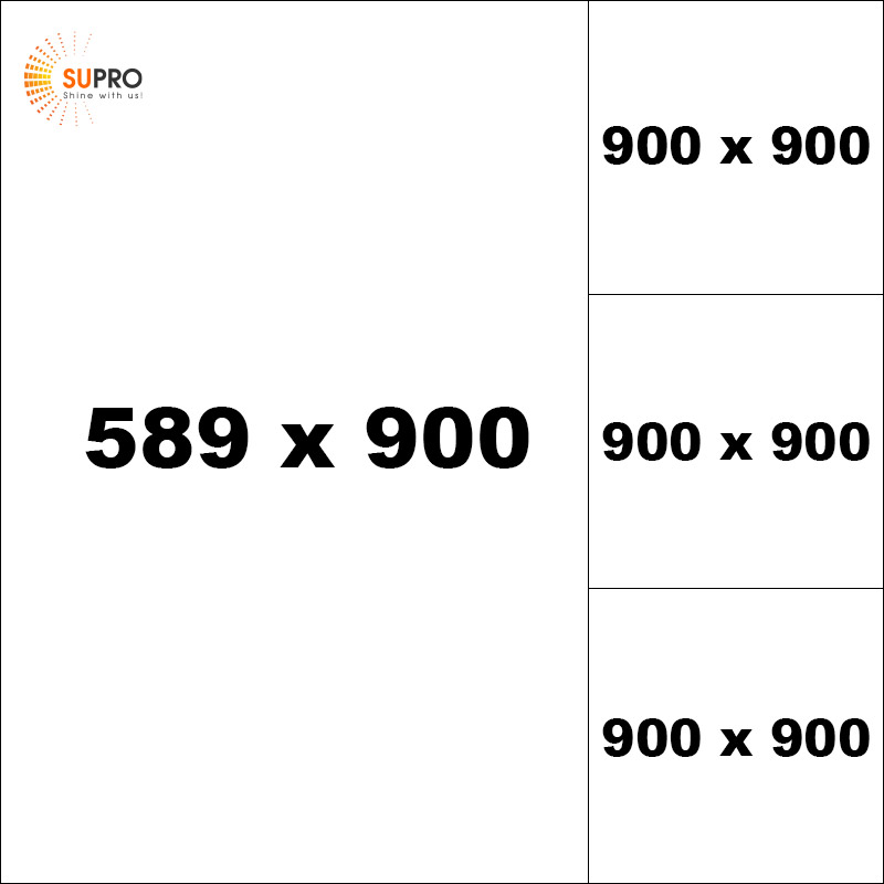 1 Hình dọc và 3 hình vuông: 589 x 900 pixel; 900 x 900 pixel