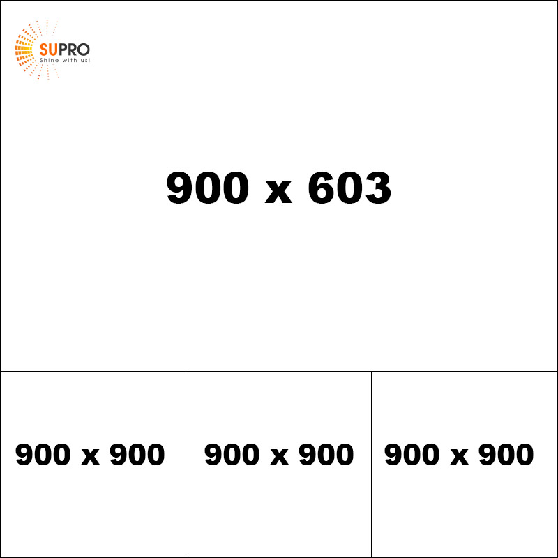 1 Hình ngang và 3 hình vuông: 900 x 603 pixel; 900 x 900 pixel