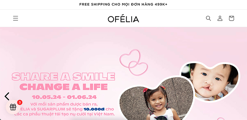 Thiết kế website mỹ phẩm của thương hiệu Ofelia