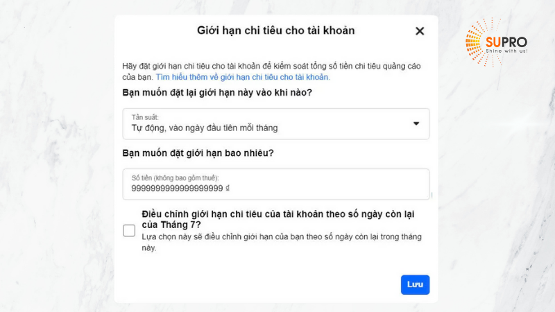 Đặt giới hạn chi tiêu cho tài khoản quảng cáo Facebook